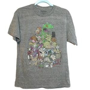 Nickelodeon 90s Kid Size Medium Rugrats Graphic Grey Short Sleeve Unisex T-Shirt